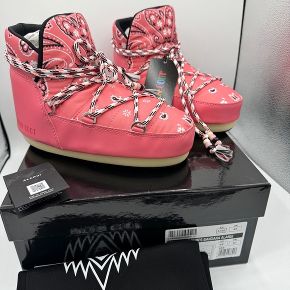 NWT Alanui x Moon Boot Pink Bandana Full Moon Low Pink Pumps Boots moonboots - Picture 16 of 16